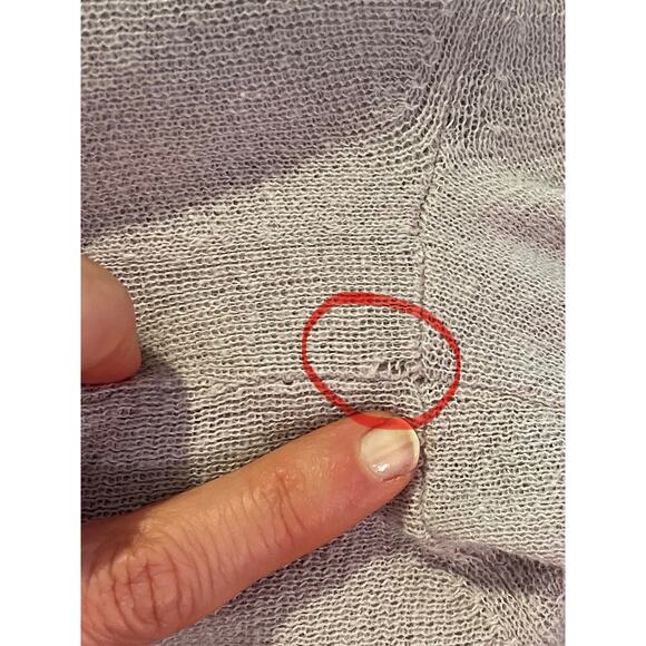 LOFT Pastel Gray Linen Blend Long Open Cardigan / Duster Sweater, Pockets, M - Picture 10 of 10